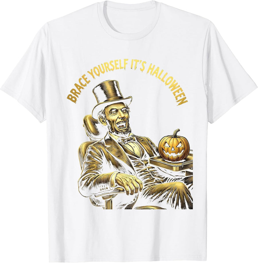 Men's Brace Yourself It's Halloween Dental Design T-Shirt - White