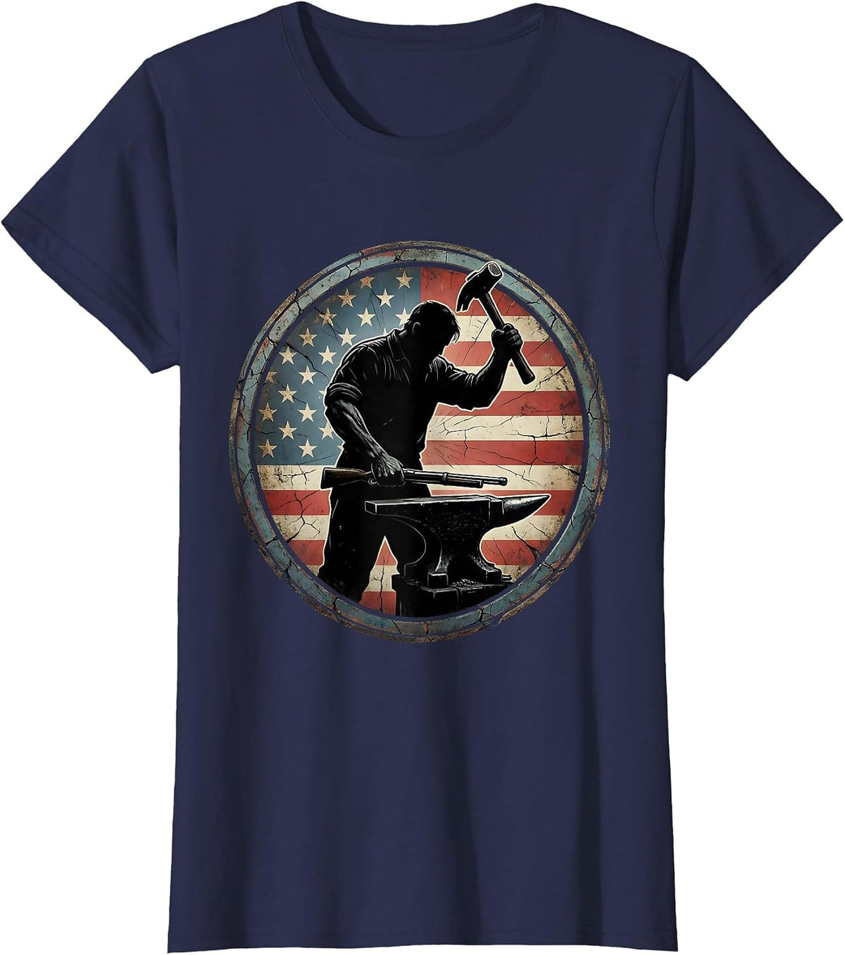 Women's Hand Forged Rifle Barrel Blacksmith 2nd Amendment T-Shirt - Navy Blue