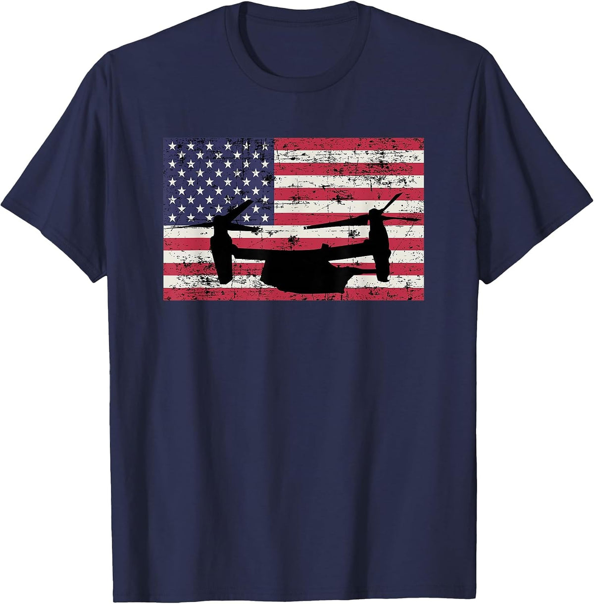 Patriotic CV-22 Osprey American Flag t-Shirt T-Shirt - Navy Blue