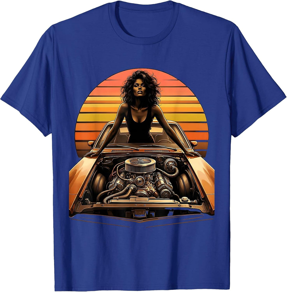 Labor Day Mechanic Illustration Graphic T-Shirt - Royal Blue