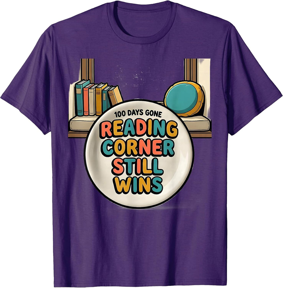 100 Days Gone, Reading Corner Still Wins Teacher T-Shirt - Purple