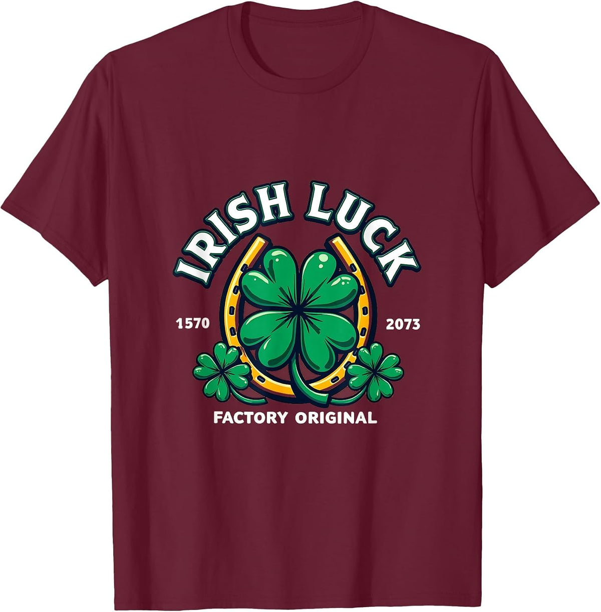 Irish Luck Factory Original St Patrick Design T-Shirt - Burgundy