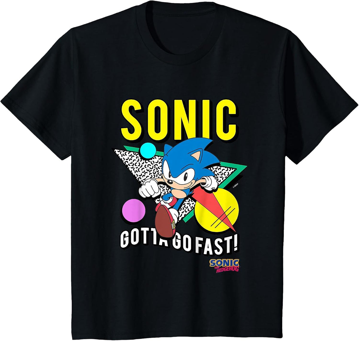 Sonic The Hedgehog Gotta Go Fast Retro 90's Sonic T-Shirt - Black