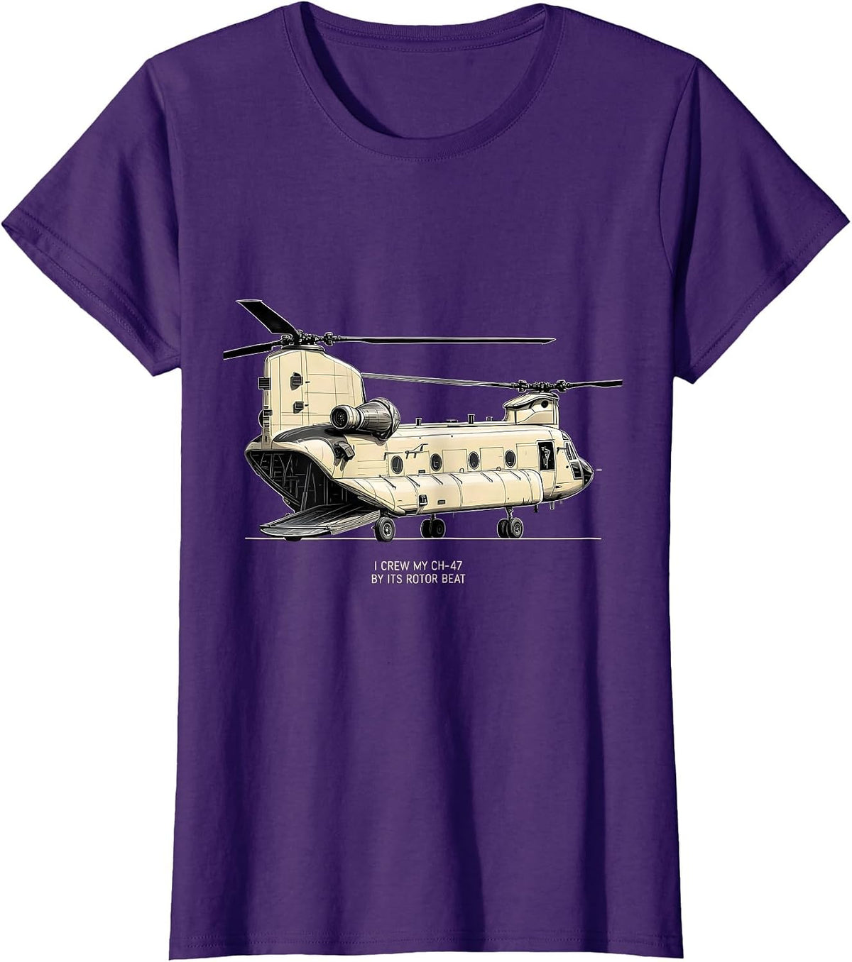 Women's I Crew My CH-47 By Its Rotor Beat Aviation Veteran Gift T-Shirt - Purple