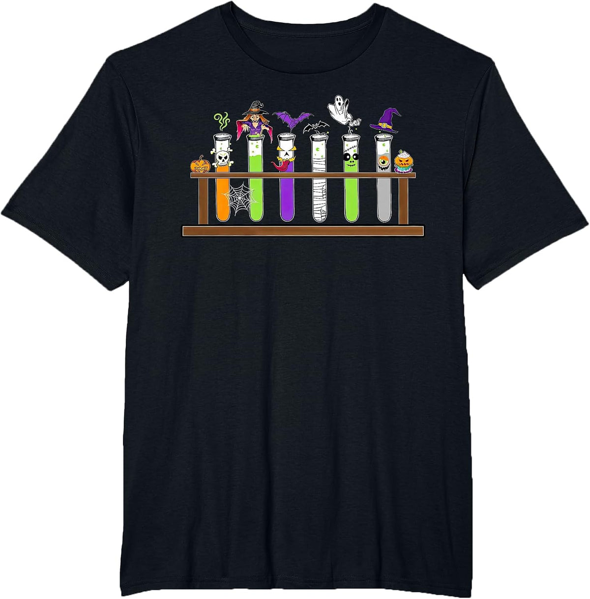 Test Tube Chemistry Nerd Science Teacher Spooky Halloween T-Shirt - Black