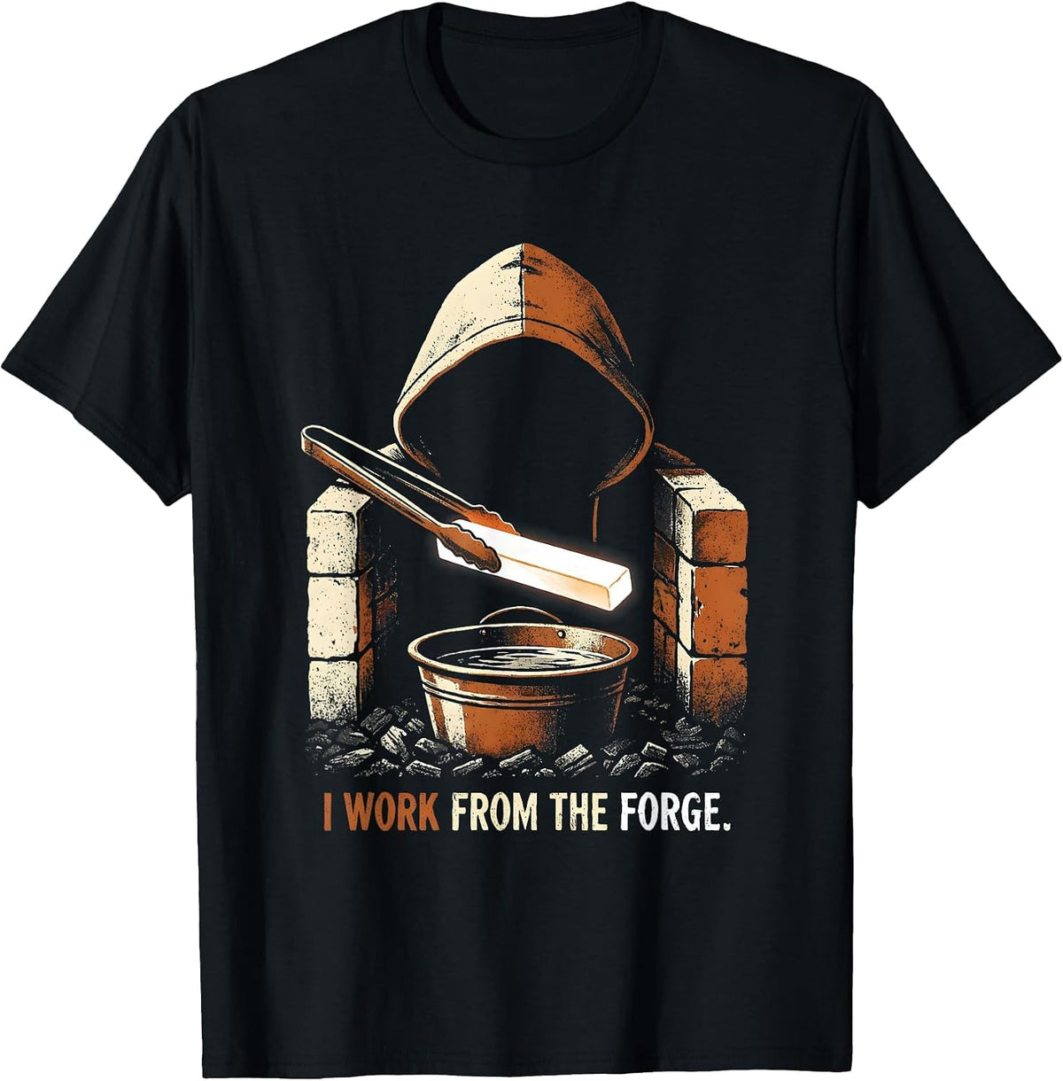 Men's I Work From The Forge Funny Blacksmith Forge Gift T-Shirt - Black