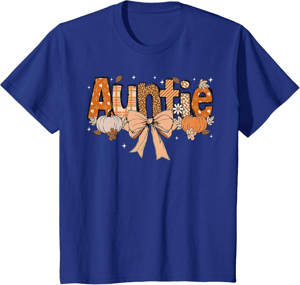 Auntie Pumpkin Fall Coquette Bow Thanksgiving Mom Women T-Shirt - Royal Blue