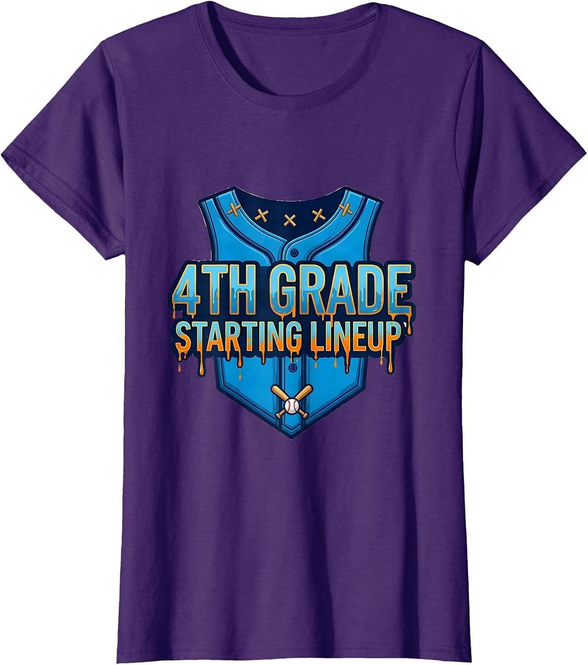 Women's 4th Grade Starting Lineup Bold Baseball Jersey Back T-Shirt - Purple
