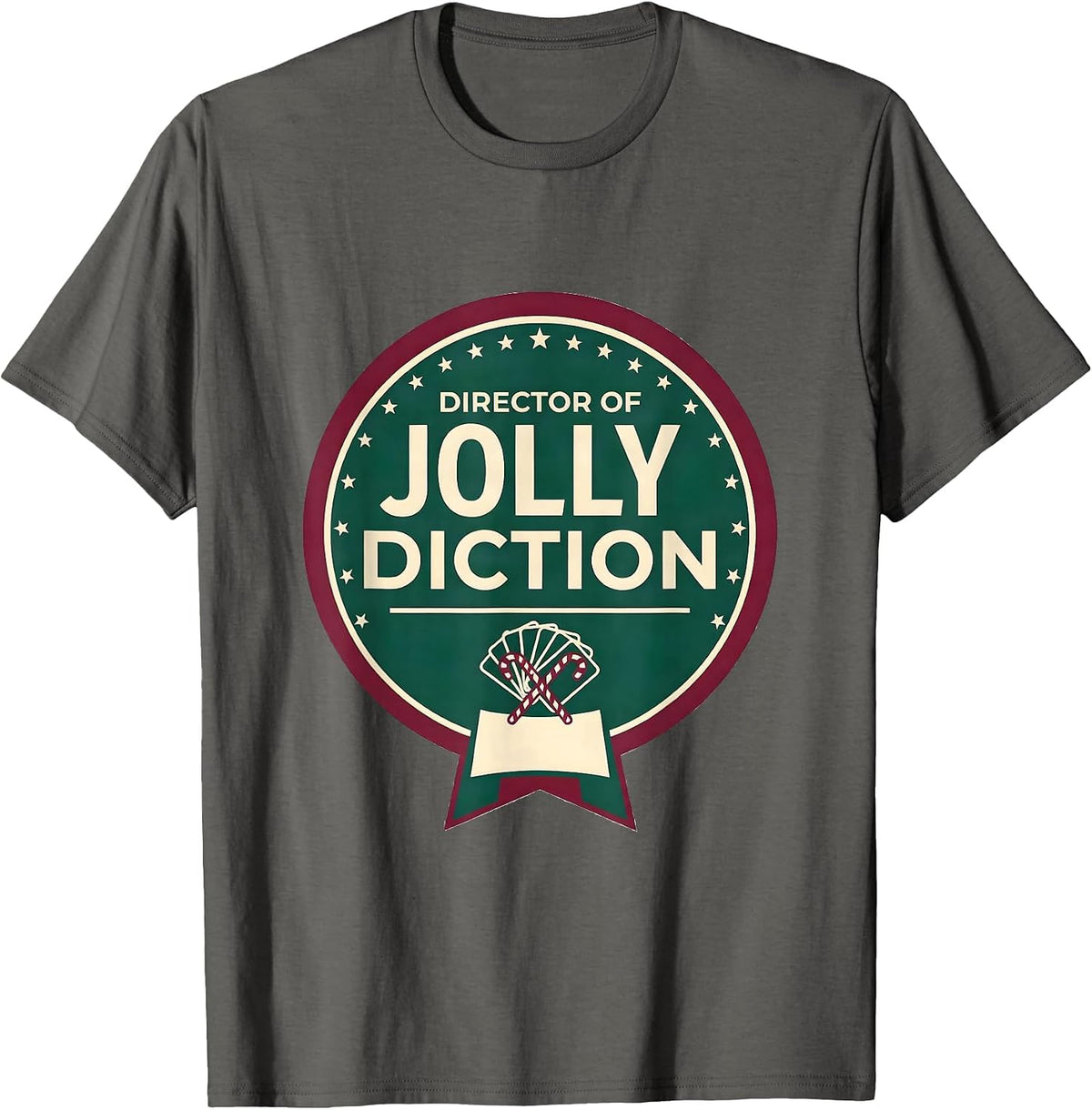 Men's Director of Jolly Diction Retro Groovy Speech Therapist T-Shirt - Asphalt Grey