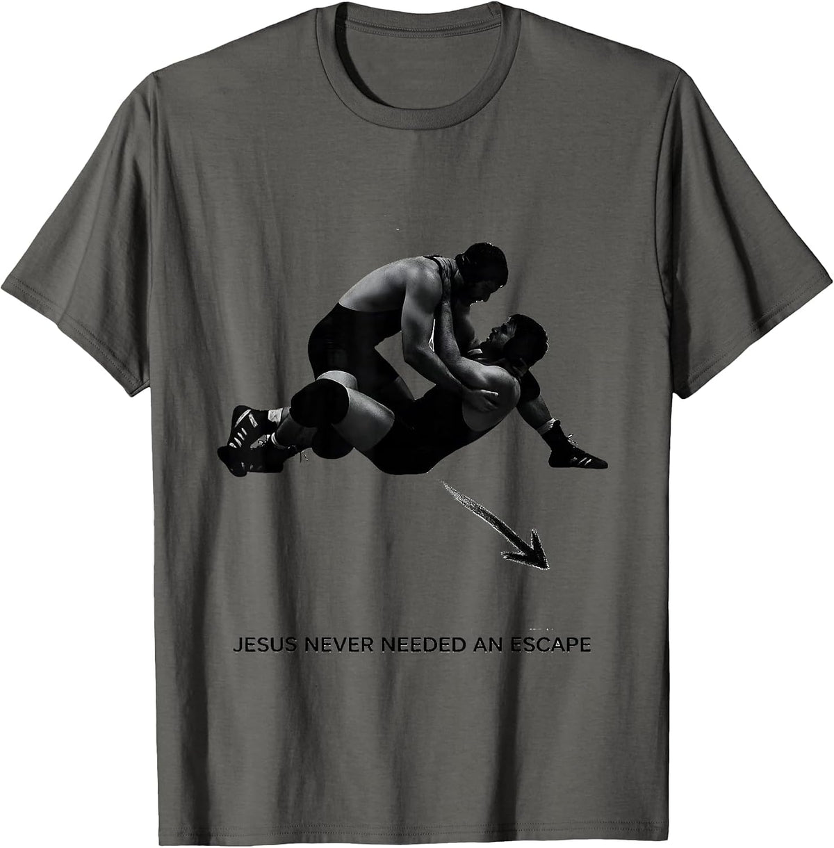 Men's Jesus Never Needed An Escape Christian Wrestling Youth T-Shirt - Asphalt Grey