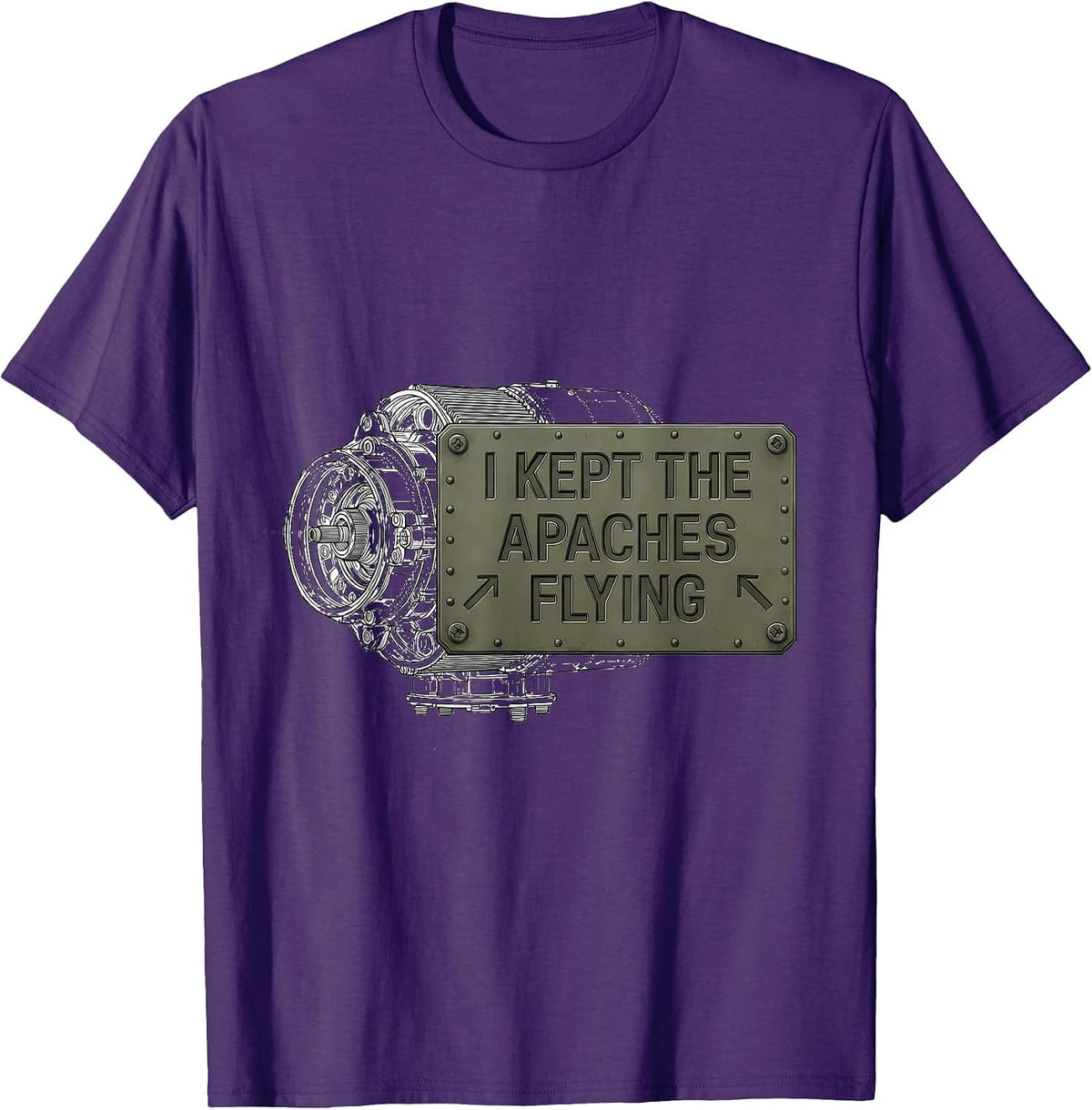 Men's I Kept The Apaches Flying Military Veteran Helicopter Pilot T-Shirt - Purple