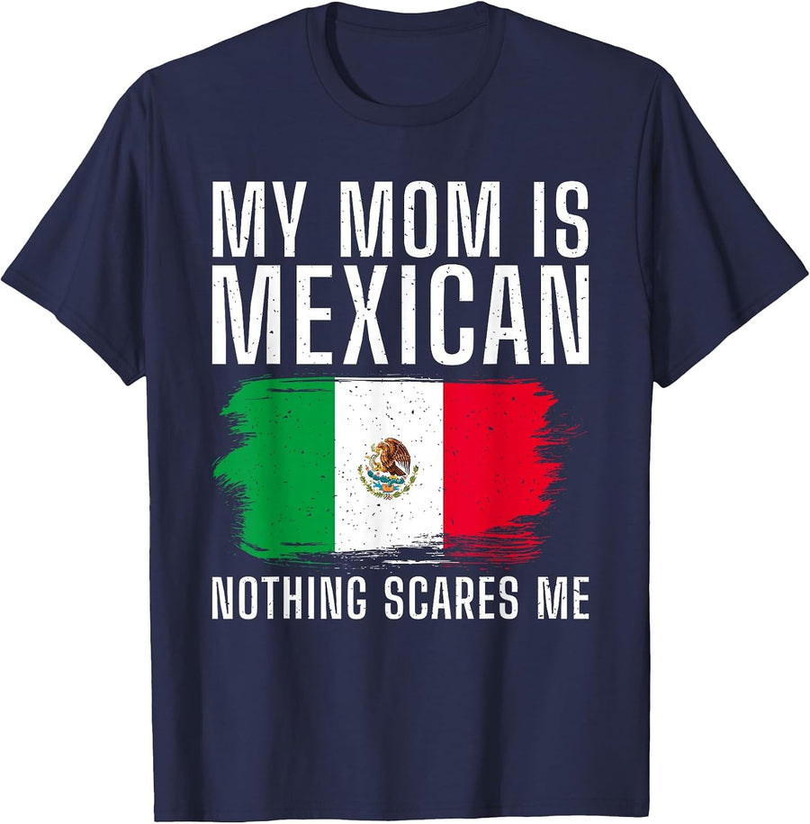 Meine Mutter ist Mexikanerin, Nichts Macht mir Angst st, lustige Familie T-Shirt - Navy Blue