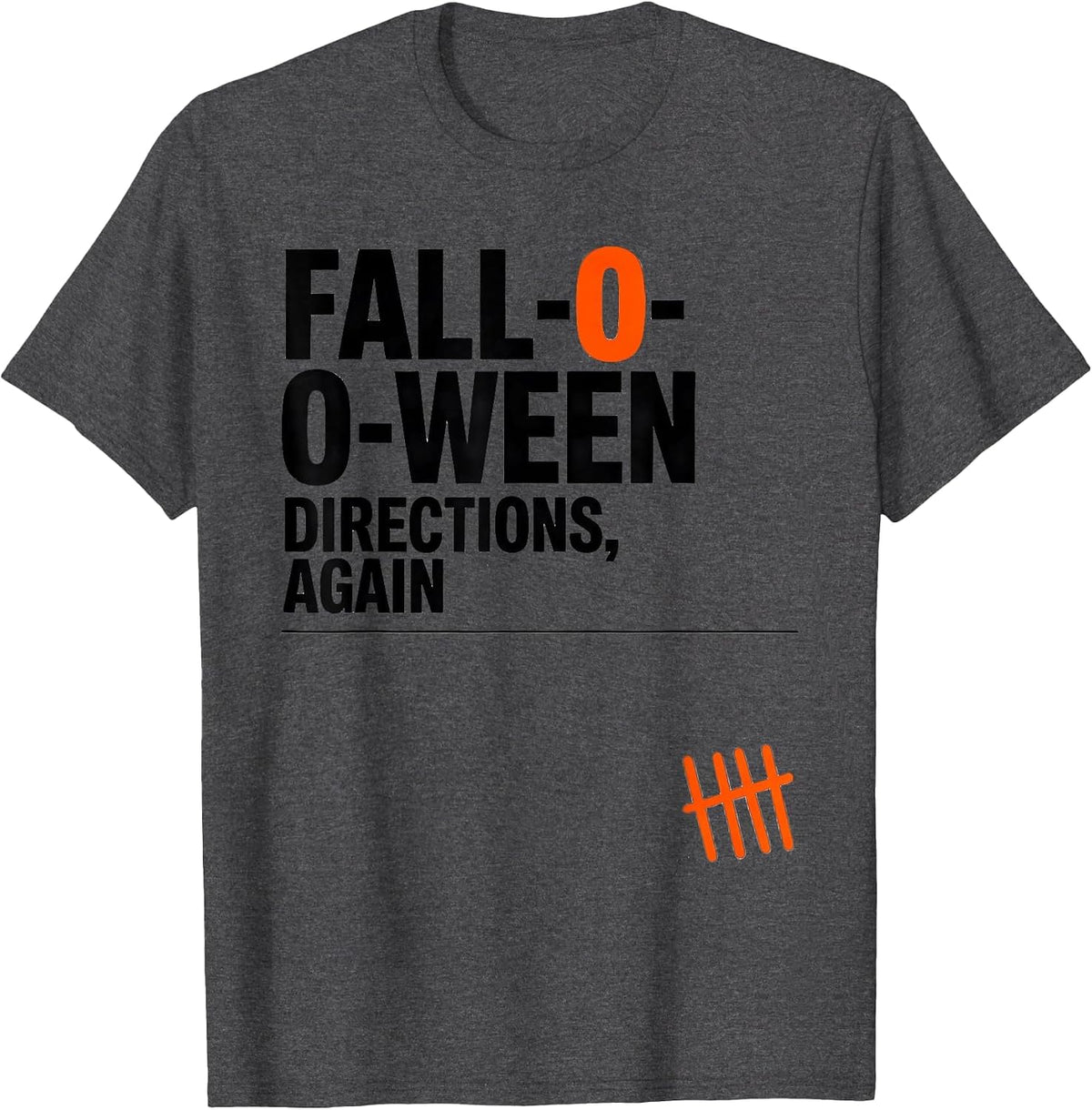 Men's Fall-O-Ween Directions, Again Funny Teacher Halloween Ghost T-Shirt - Dark Heather Grey