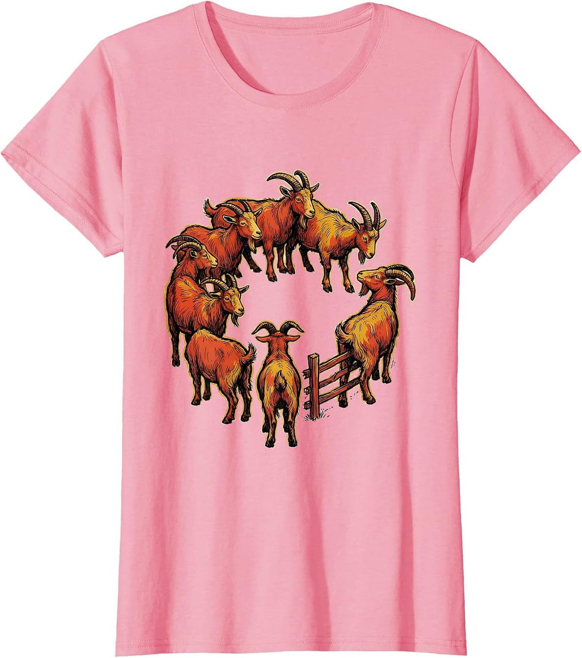 Women's Seven Goats Spiral Funny Goat Lover Farmer Gift T-Shirt - Pink