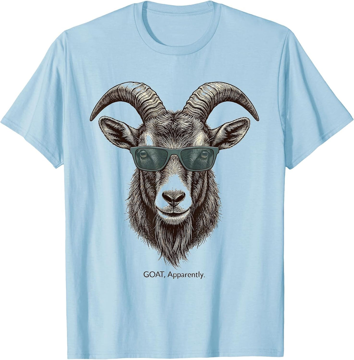 Men's GOAT Apparently Funny Goat With Sunglasses Animal Lover T-Shirt - Baby Blue