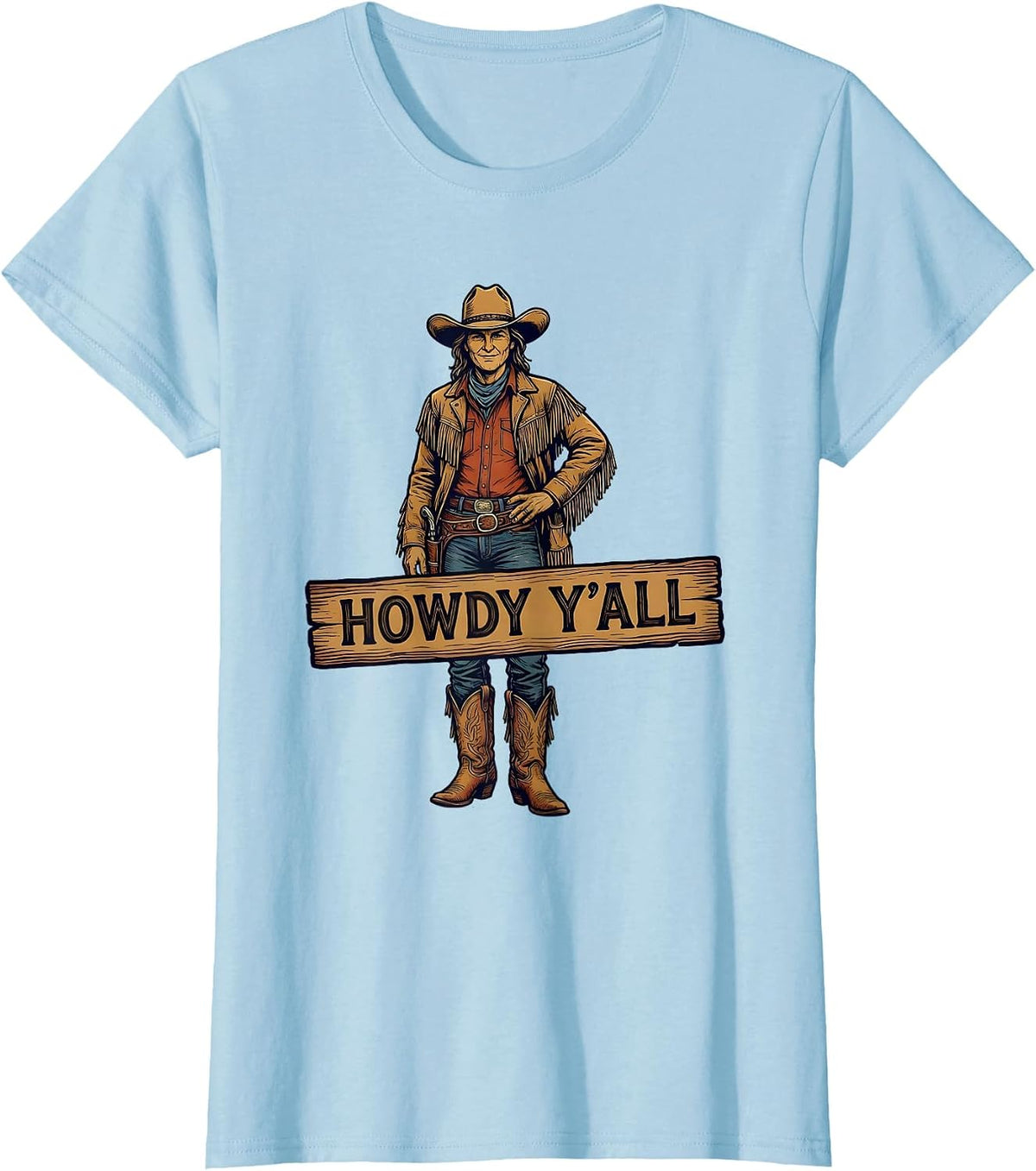 Women's Howdy Y'all Southern Charm Graphic Design T-Shirt - Baby Blue