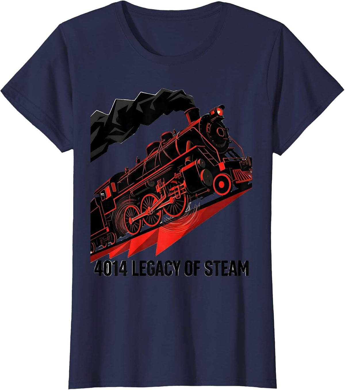 Women's 4014 Legacy Of Steam Constructivist Poster Steam Train T-Shirt - Navy Blue