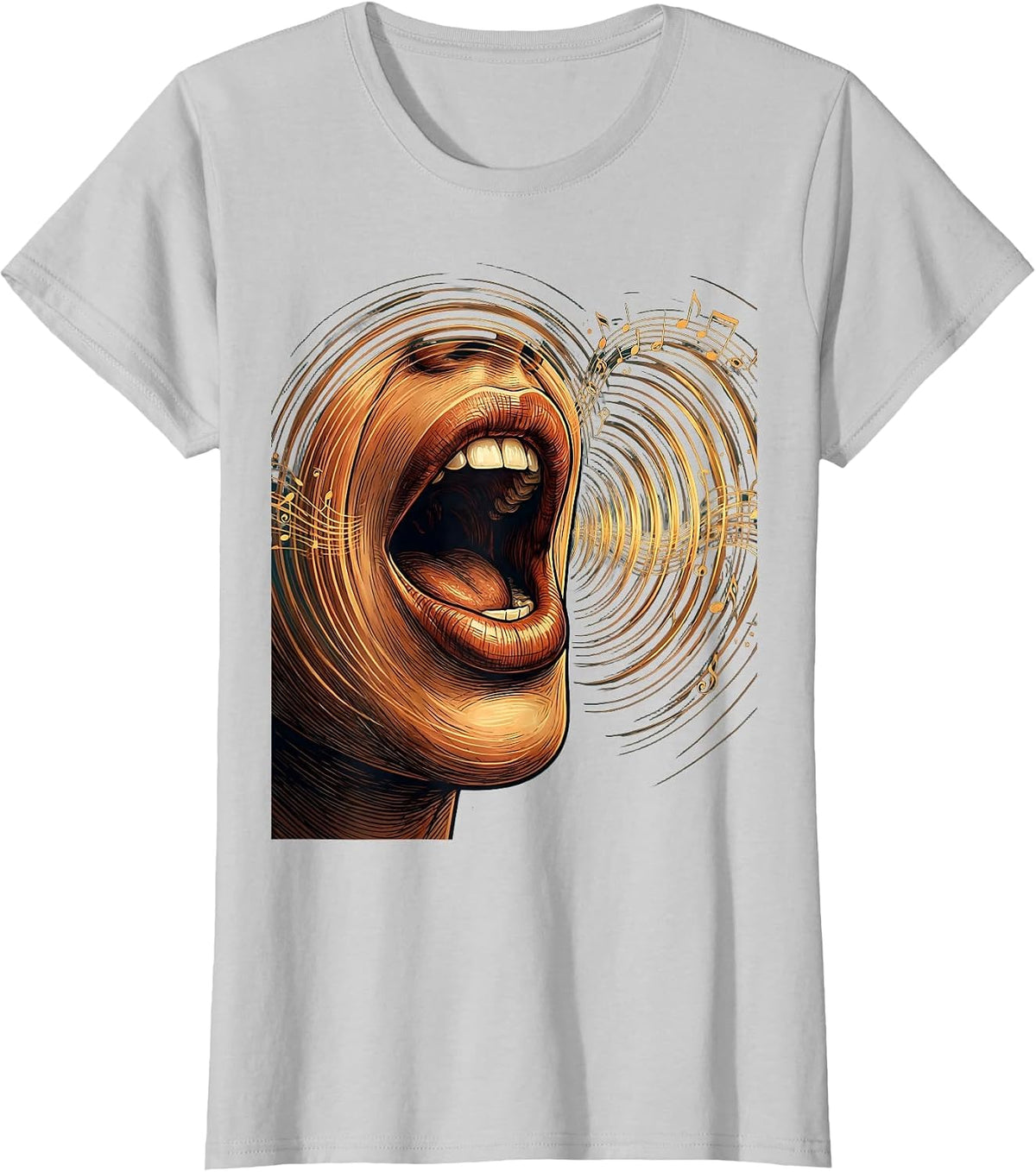 Speech Therapy Sound Waves Mouth Illustration T-Shirt - Silver Grey