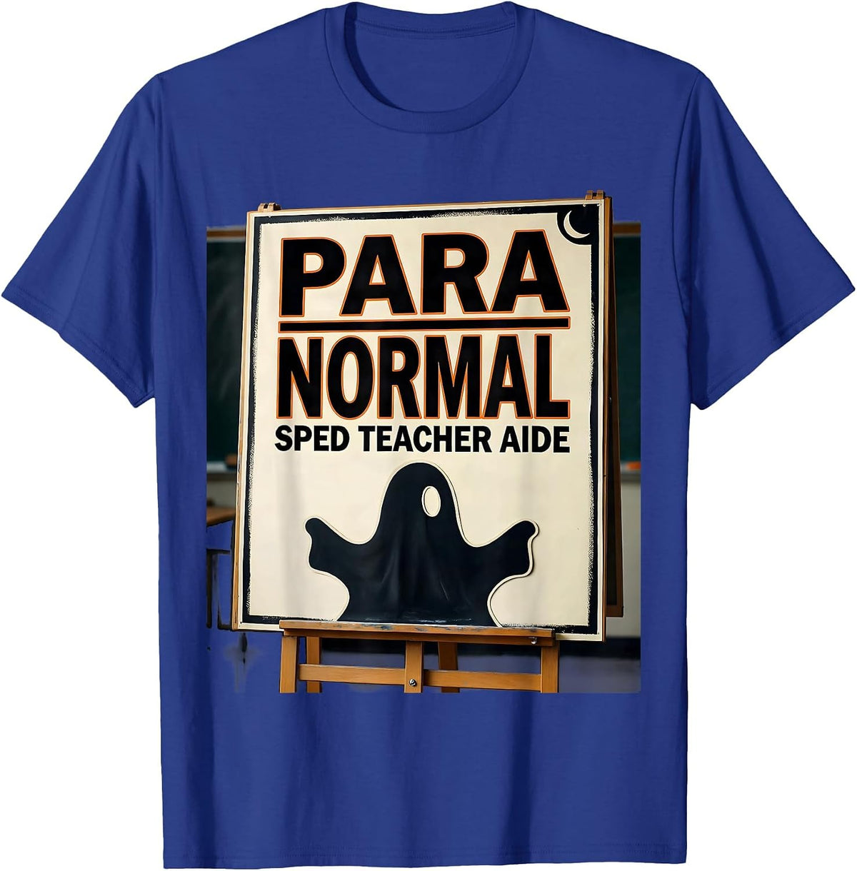Para Normal SPED Teacher Aide Stencil Ghost Halloween T-Shirt - Royal Blue
