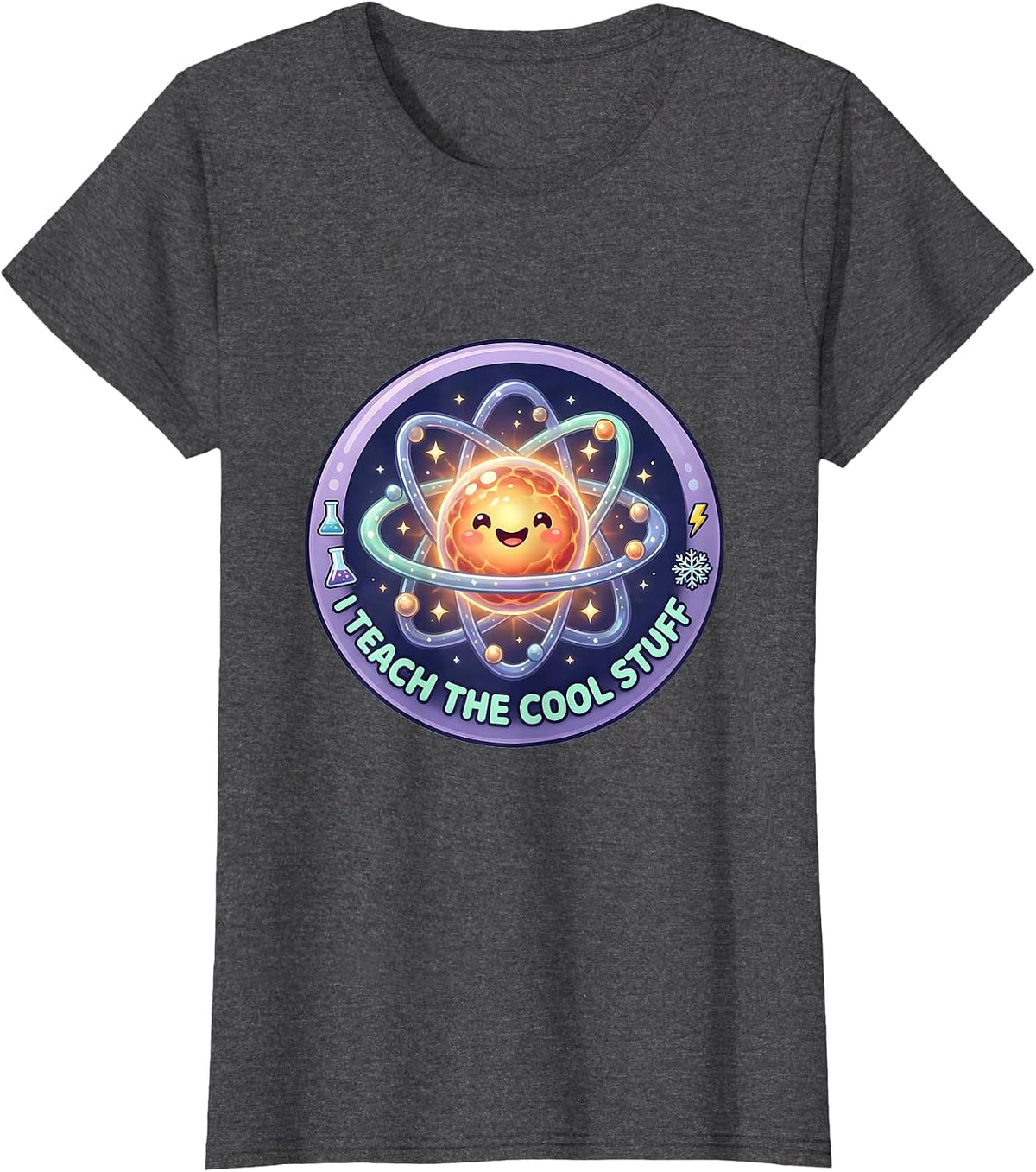 Women's I Teach The Cool Stuff Science Teacher Design T-Shirt - Dark Heather Grey