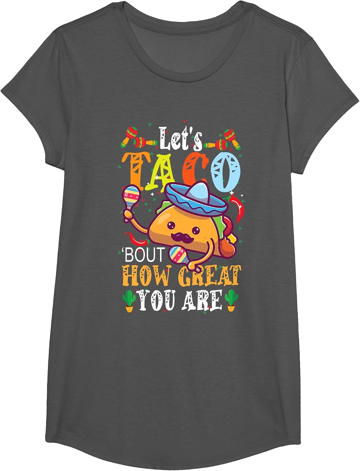 Let's Taco Bout How Great You are Student Appreciation T-Shirt - Girls Asphalt Grey