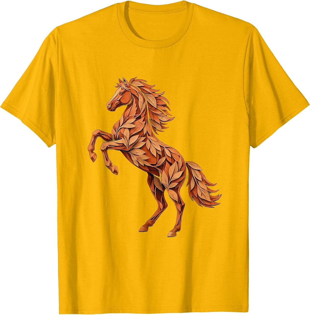 Horse Silhouette Fiery Sunset Graphic Design T-Shirt - Golden Yellow