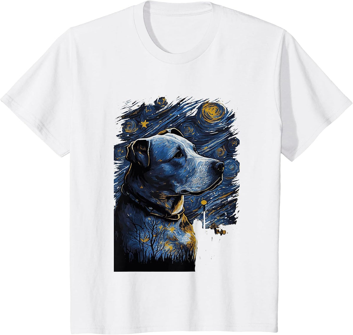 Pitbull Starry Night Dog T-Shirt - White