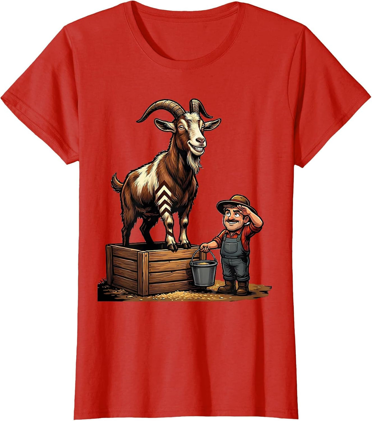 Goat Farmer Cartoon Goat Lover Gift T-Shirt - Red