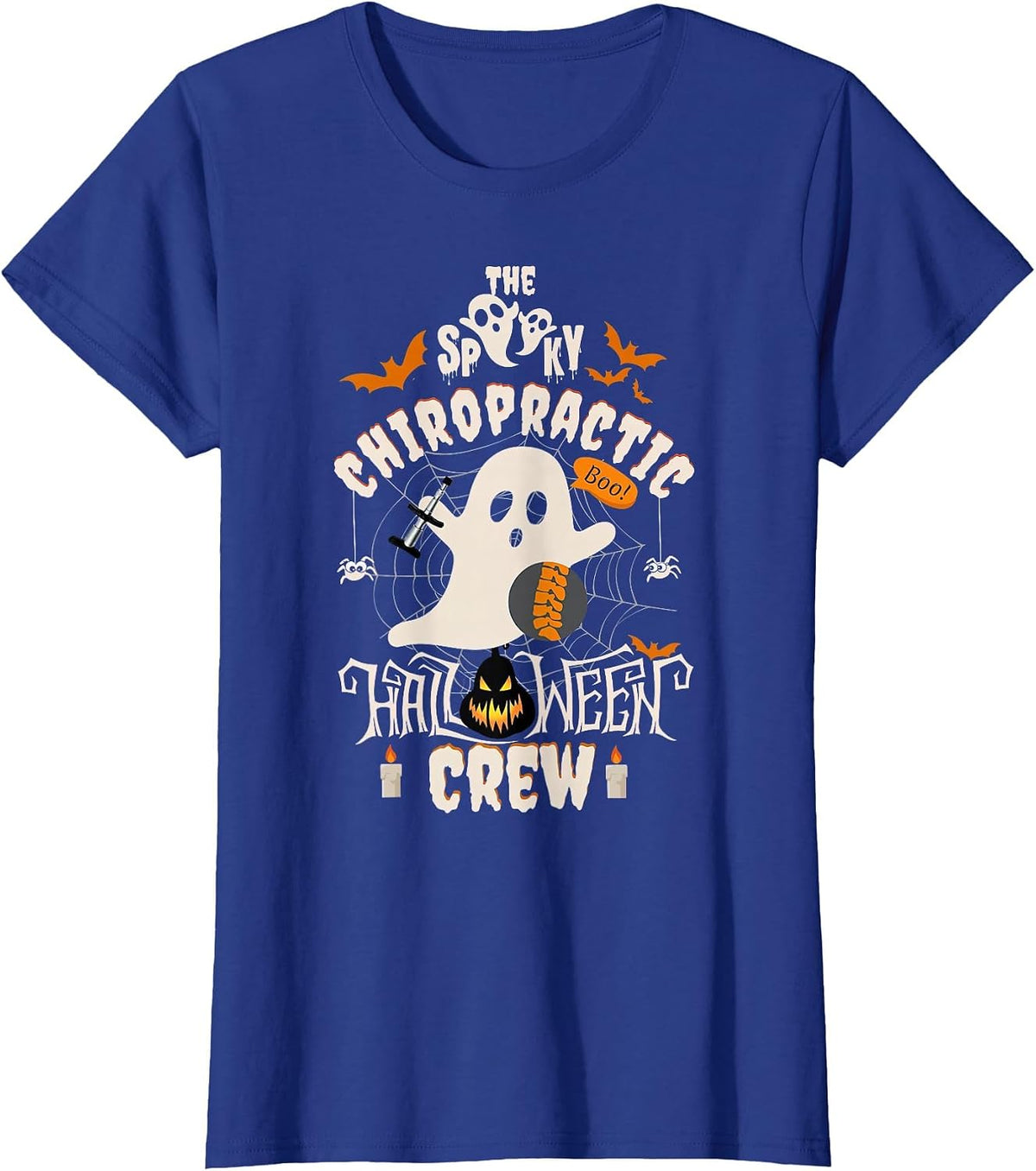 Spooky Chiropractic Halloween Crew Assistant Chiropractor T-Shirt - Royal Blue