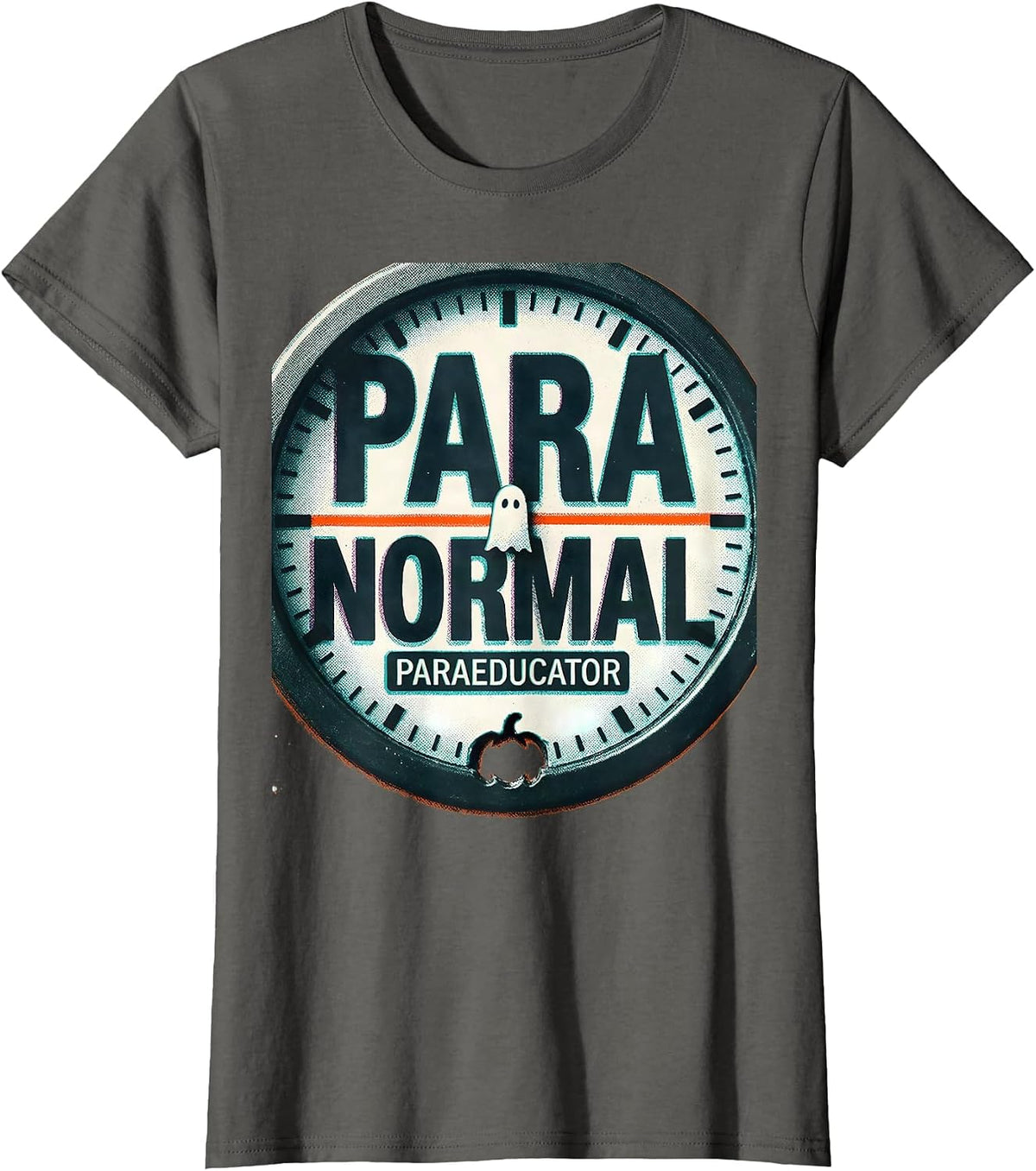 Women's Para Normal Paraeducator Risograph Halloween Para Teacher T-Shirt - Asphalt Grey