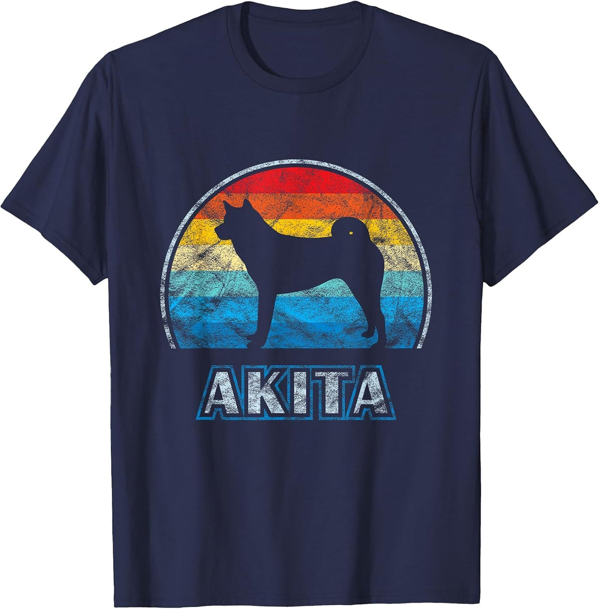 Akita Vintage Design Dog T-Shirt - Navy Blue