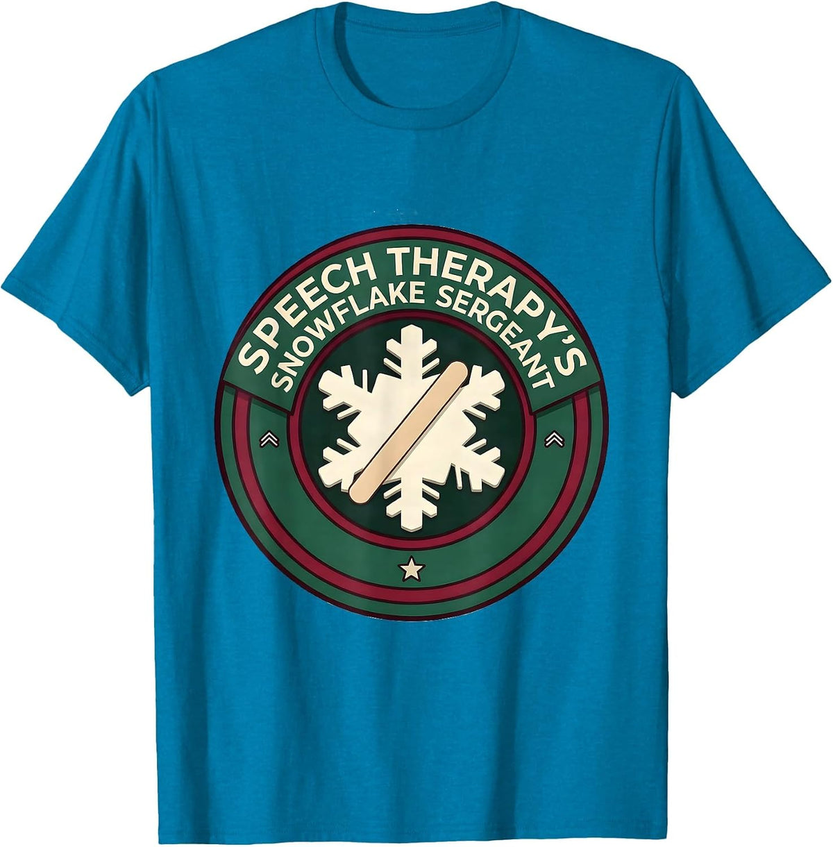 Speech Therapy's Snowflake Sergeant Funny SLP Christmas T-Shirt - Sapphire Blue