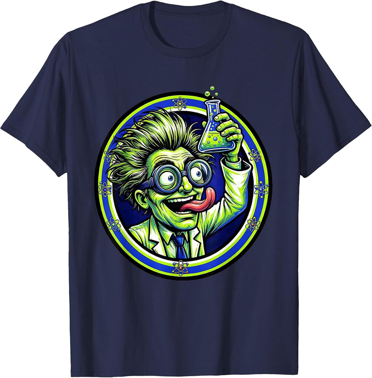 Men's Scientist Taste Testing Beaker Periodic Table T-Shirt - Navy Blue
