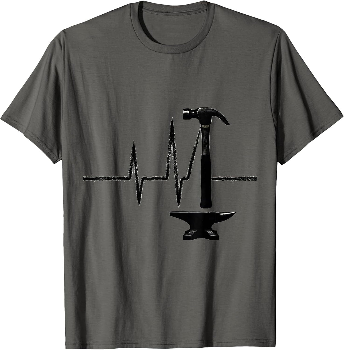 Men's Blacksmith Hammer Pulse Line Hobbyist Occupation Humor T-Shirt - Asphalt Grey