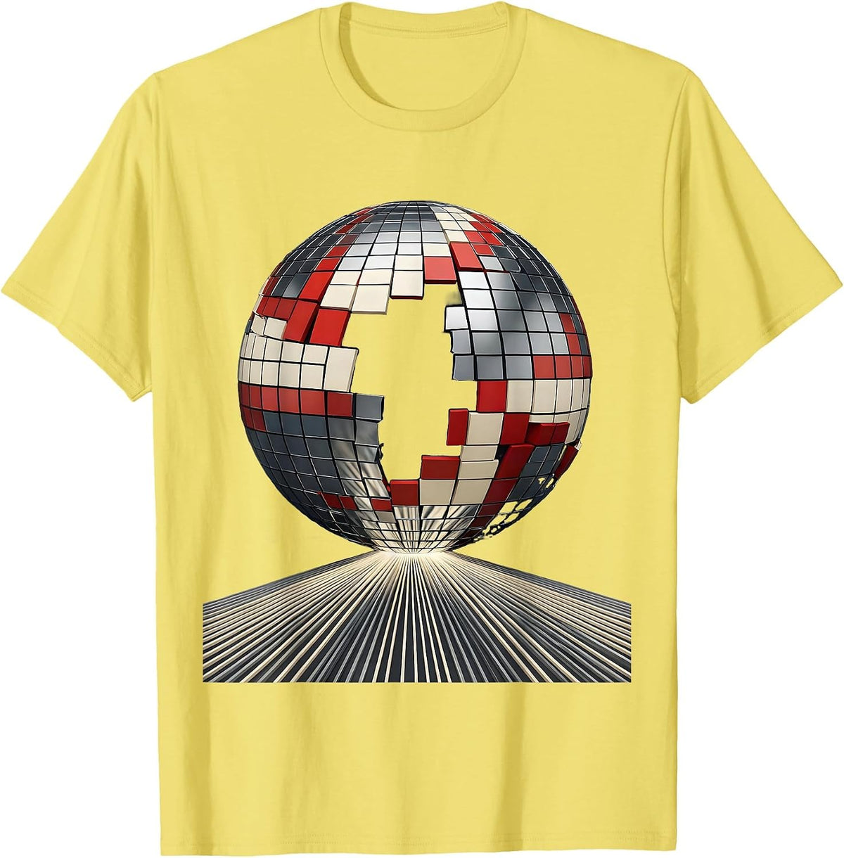 Men's Spinning Disco Ball Retro 70s Party Costume T-Shirt - Lemon Yellow
