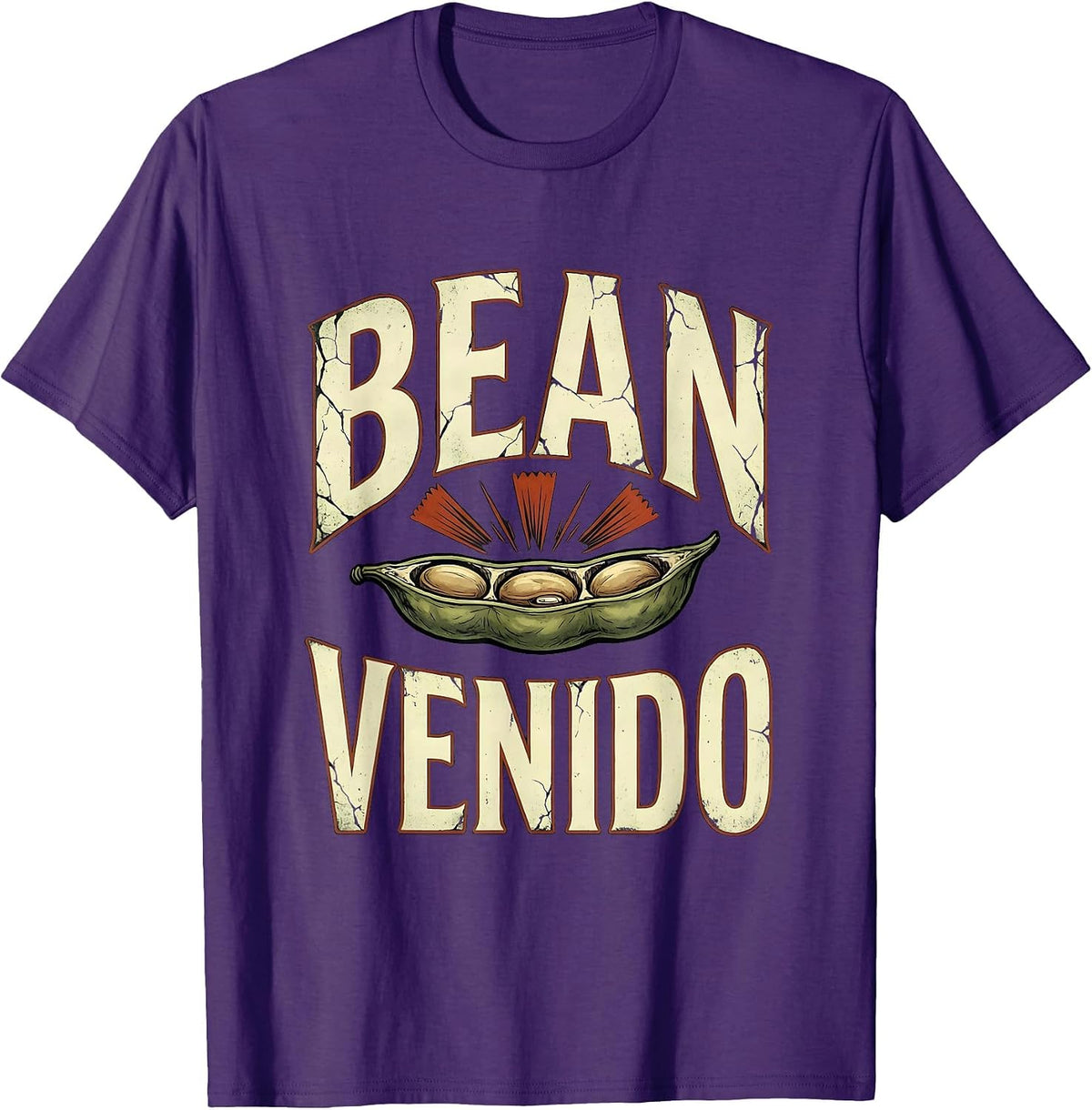 Bean Venido Distressed Cinco De Mayo Spanish Pun Party Humor T-Shirt - Purple