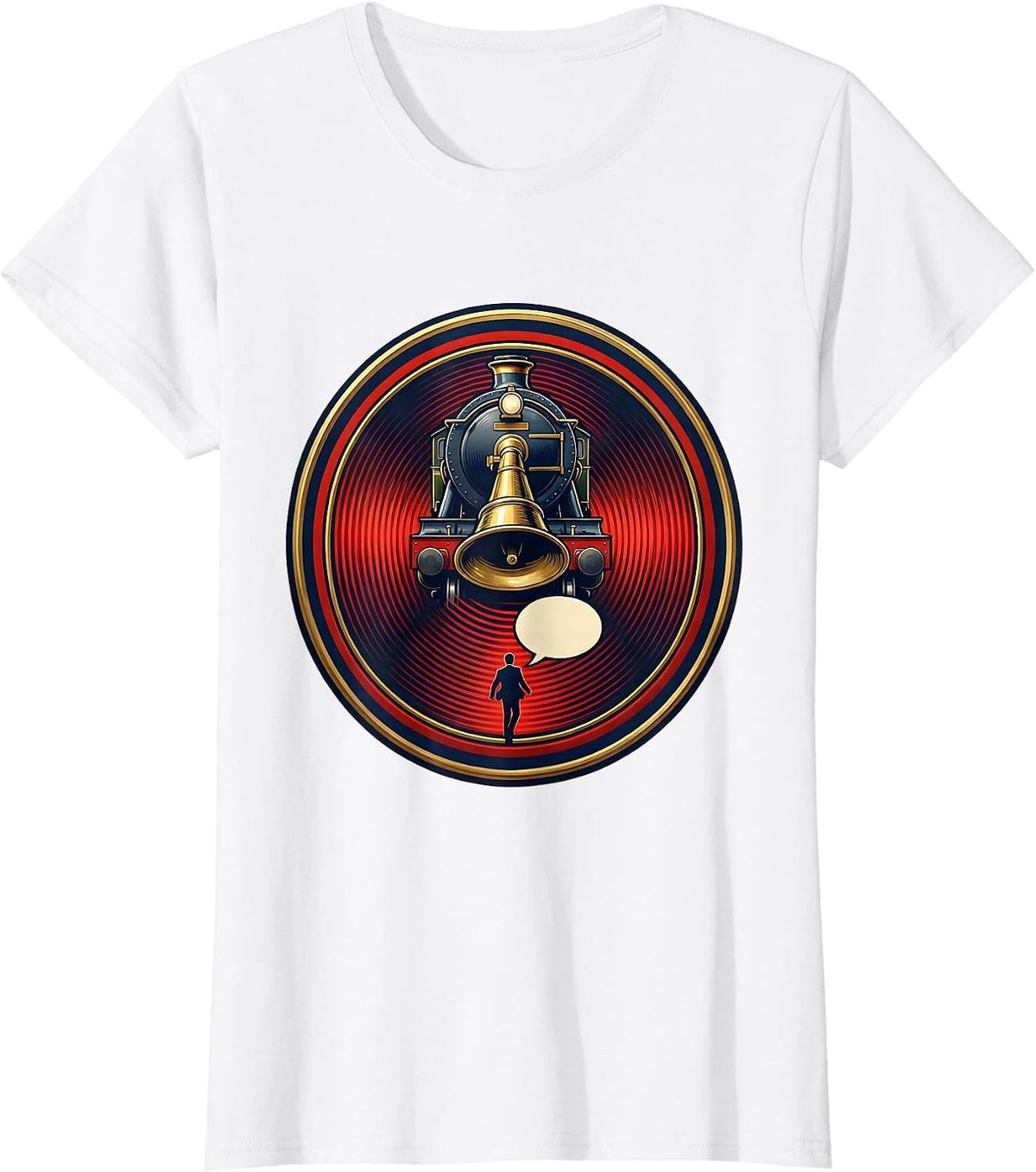 Railway Seal Train Hobbyist Humor Emblem T-Shirt - White