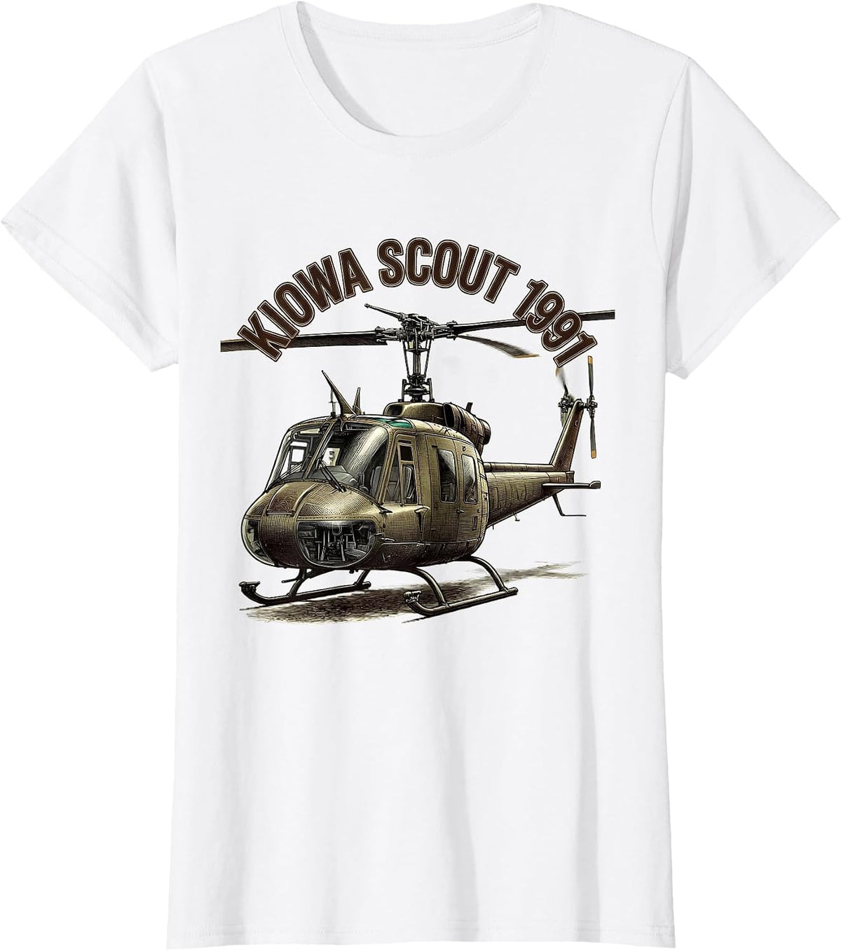 Kiowa Scout 1991 Military Helicopter Veteran Pilot Gift T-Shirt - White