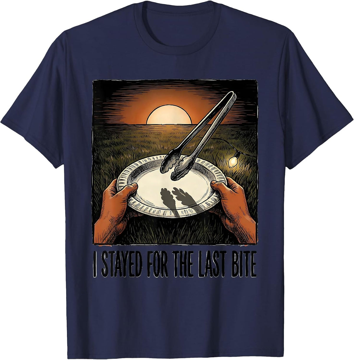 I Stayed For The Last Bite Funny BBQ Pitmaster Grill Dad T-Shirt - Navy Blue