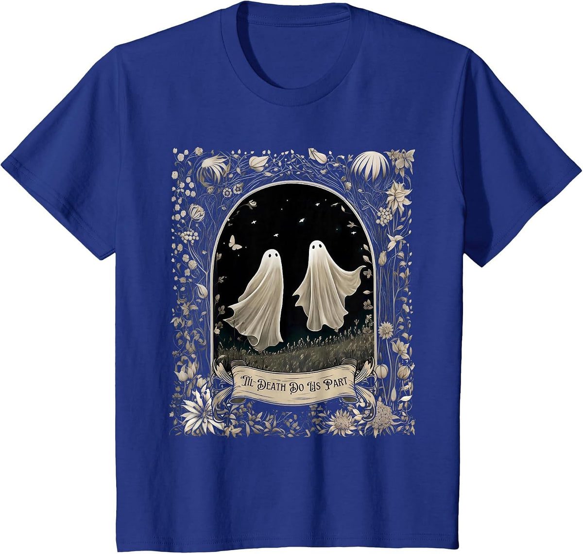 Til Death Do Us Part Spooky Season Halloween Ghost Vintage T-Shirt - Royal Blue
