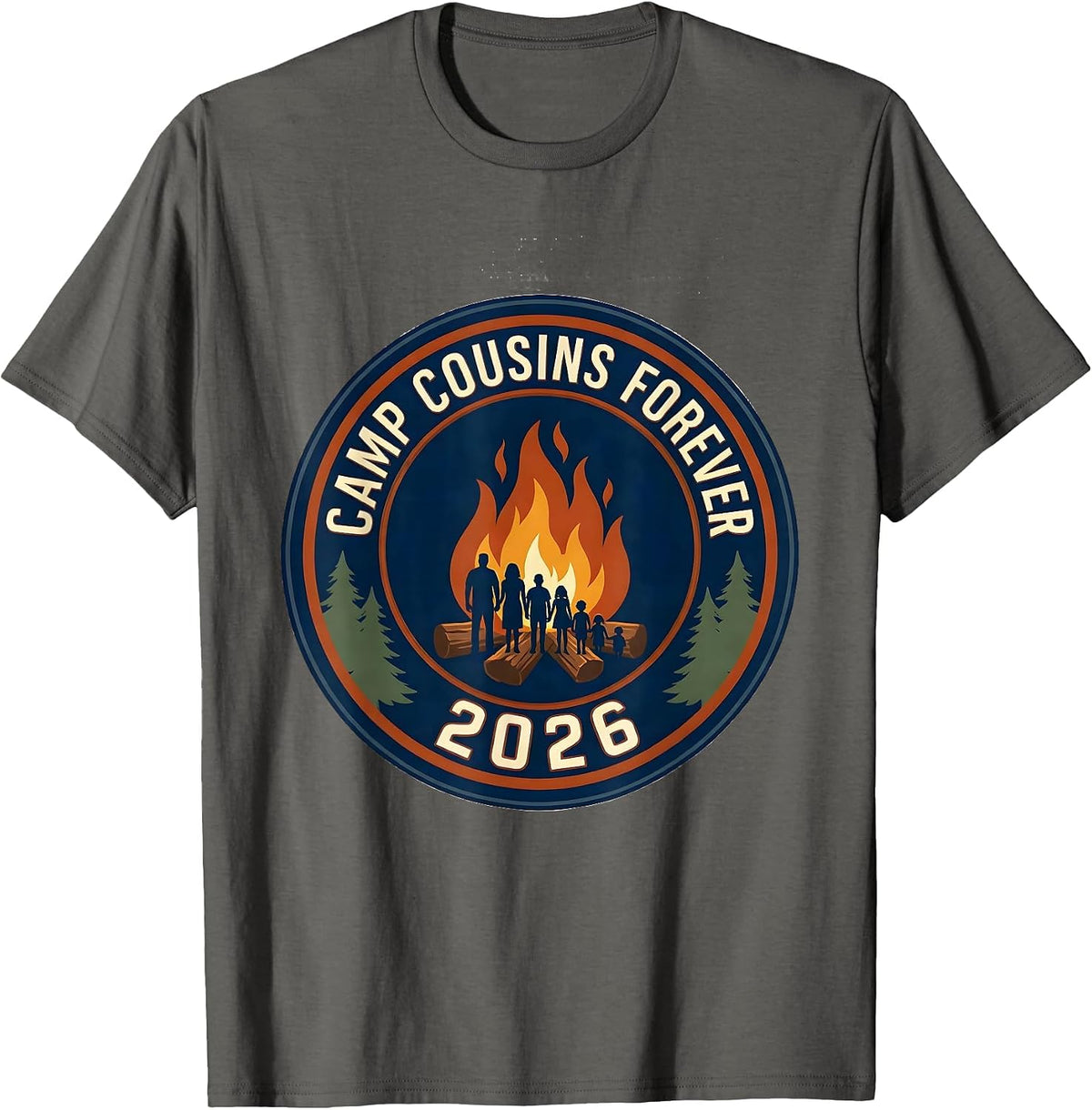 Men's Camp Cousins Forever Family Matching Camping Crew 2026 T-Shirt - Asphalt Grey