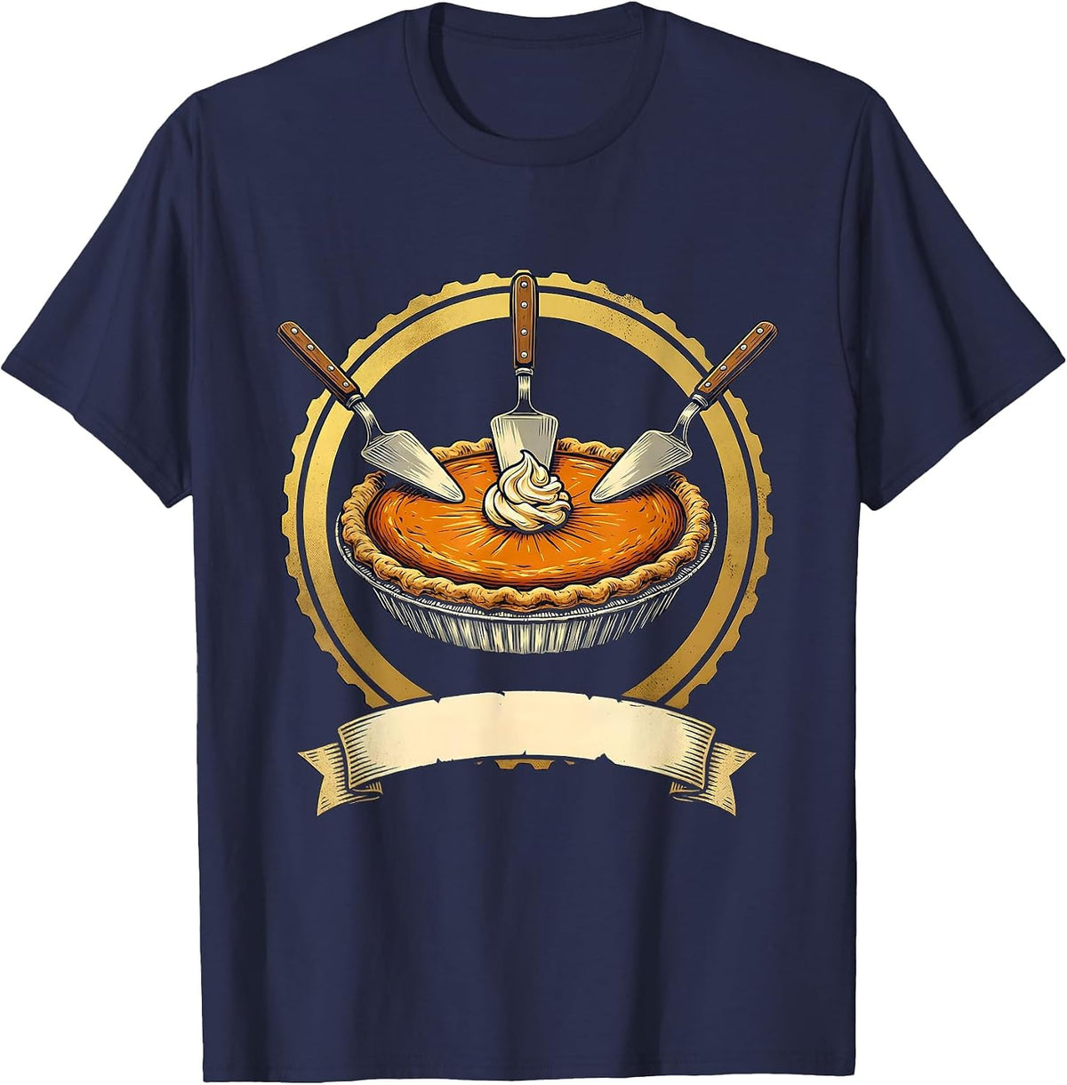 Pumpkin Pie Seal Funny Thanksgiving Food Humor T-Shirt - Navy Blue