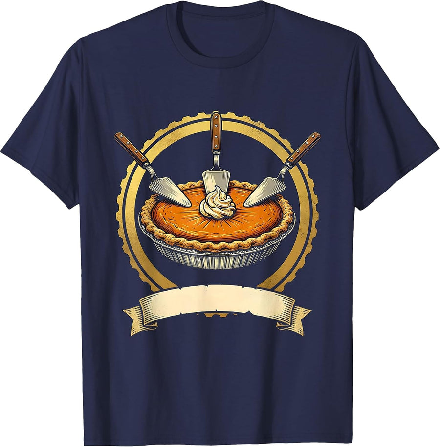 Pumpkin Pie Seal Funny Thanksgiving Food Humor T-Shirt - Navy Blue