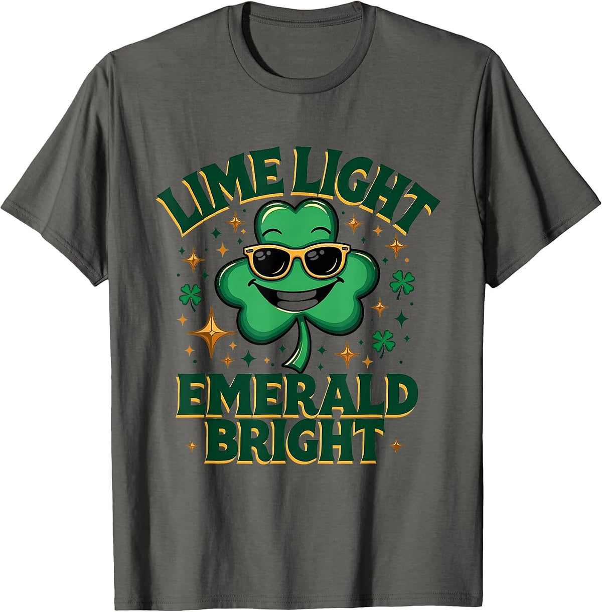 Lime Light Emerald Bright St Patricks Day Design T-Shirt - Asphalt Grey