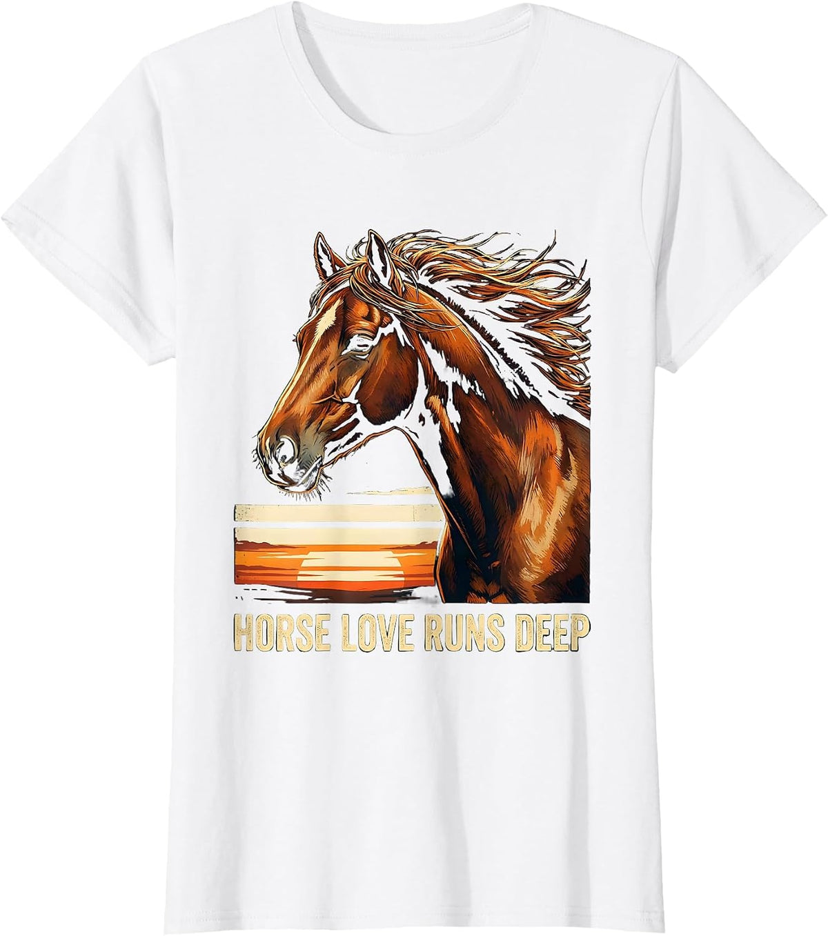 Women's Horse Love Runs Deep Funny Horse Lover Girl Equestrian Humor T-Shirt - White