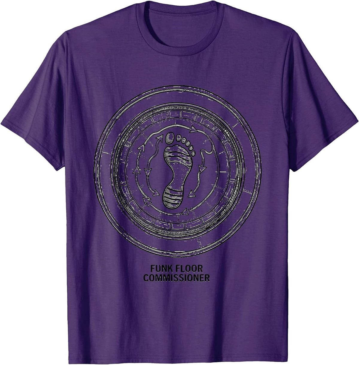 Funk Floor Commissioner Retro 70s Disco Party Humor T-Shirt - Purple