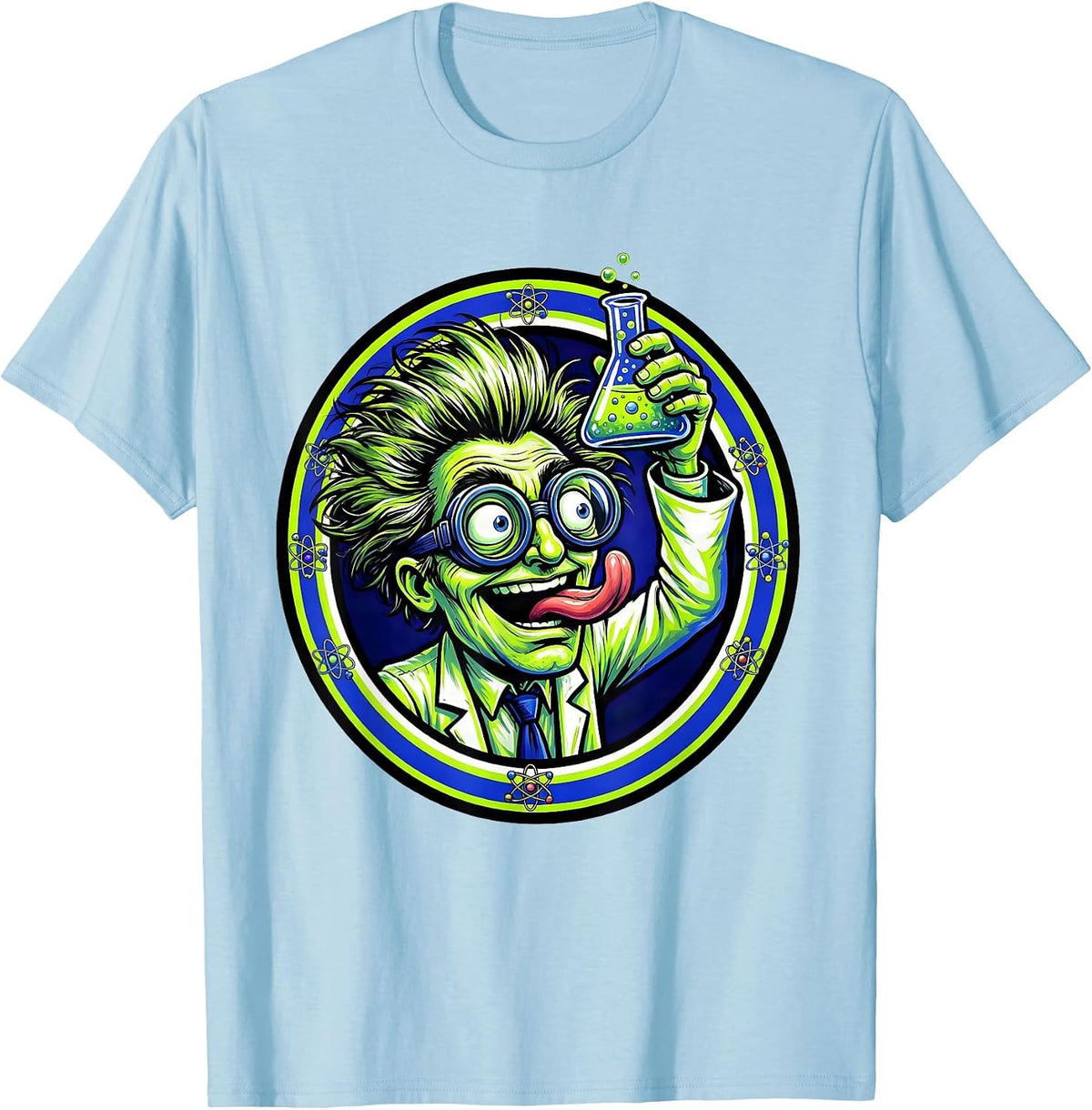 Men's Scientist Taste Testing Beaker Periodic Table T-Shirt - Baby Blue