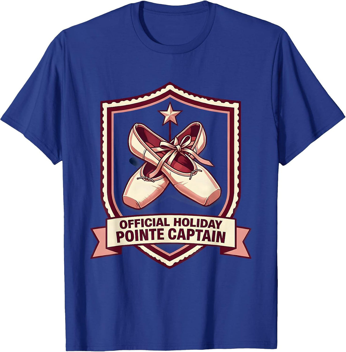 Men's Official Holiday Pointe Captain Christmas Ballet Dancer T-Shirt - Royal Blue