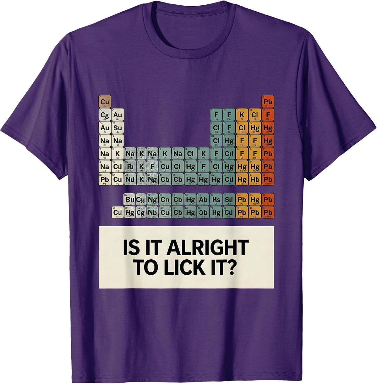 Men's Is It Alright To Lick It Funny Periodic Table Science T-Shirt - Purple