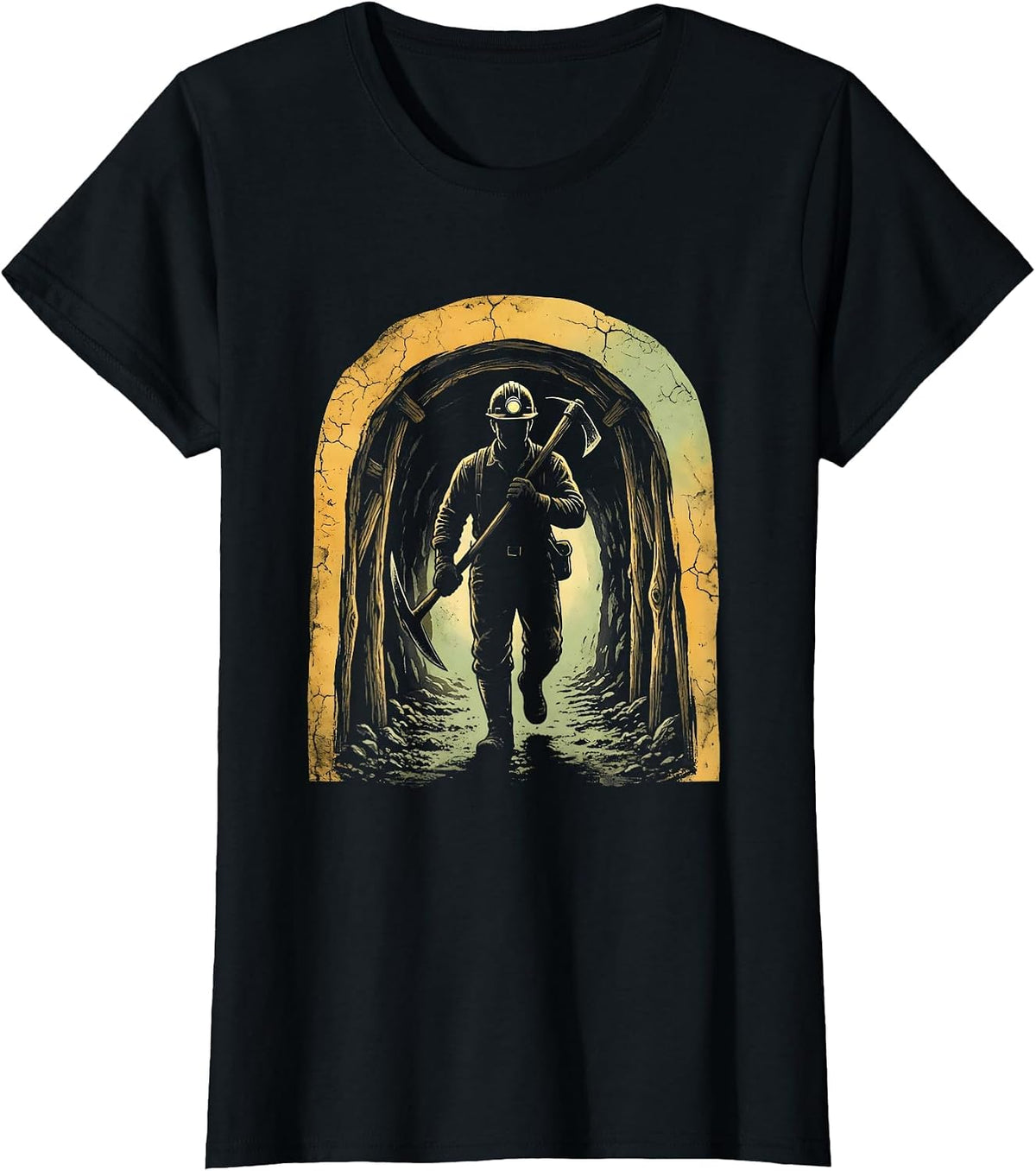 Labor Day Coal Miner Tunnel Emergence Graphic T-Shirt - Black